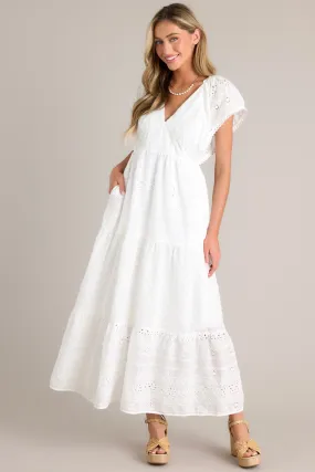 Whispering Winds White Eyelet Maxi Dress