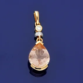 18ct Rose Gold Pear Shape Morganite and Diamond Drop Pendant