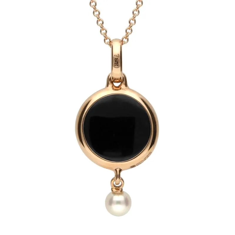 18ct Rose Gold Whitby Jet Diamond Heart in Circle Necklace