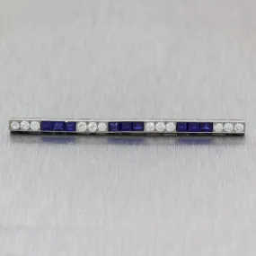 1920 Tiffany & Co. Art Deco Platinum & 14k Gold 3.6ctw Sapphire & Diamond Pin