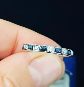 1940s Sapphire and Diamond Full Circle Eternity Band