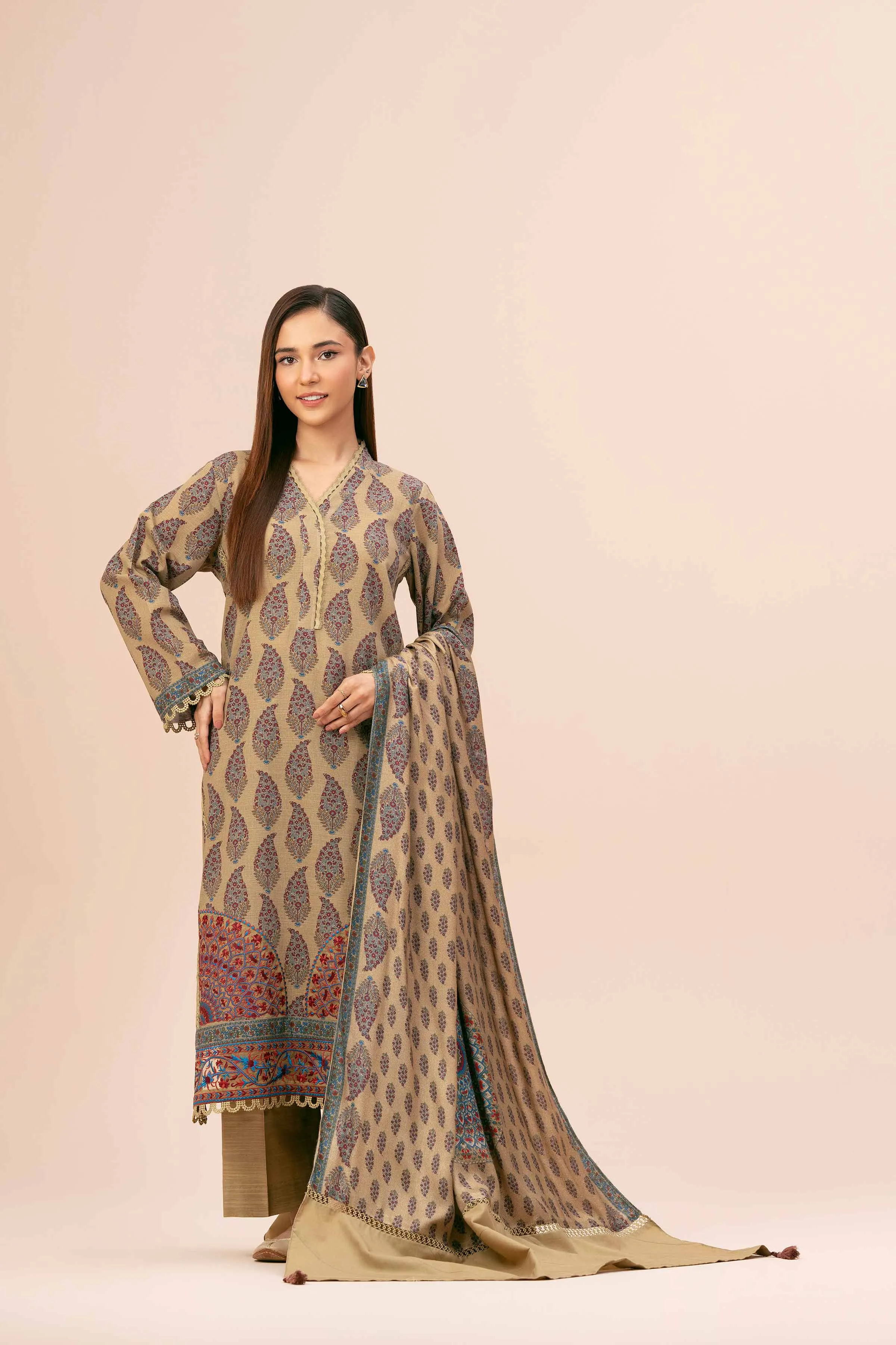 2 Piece - Printed Embroidered Suit - 42404078