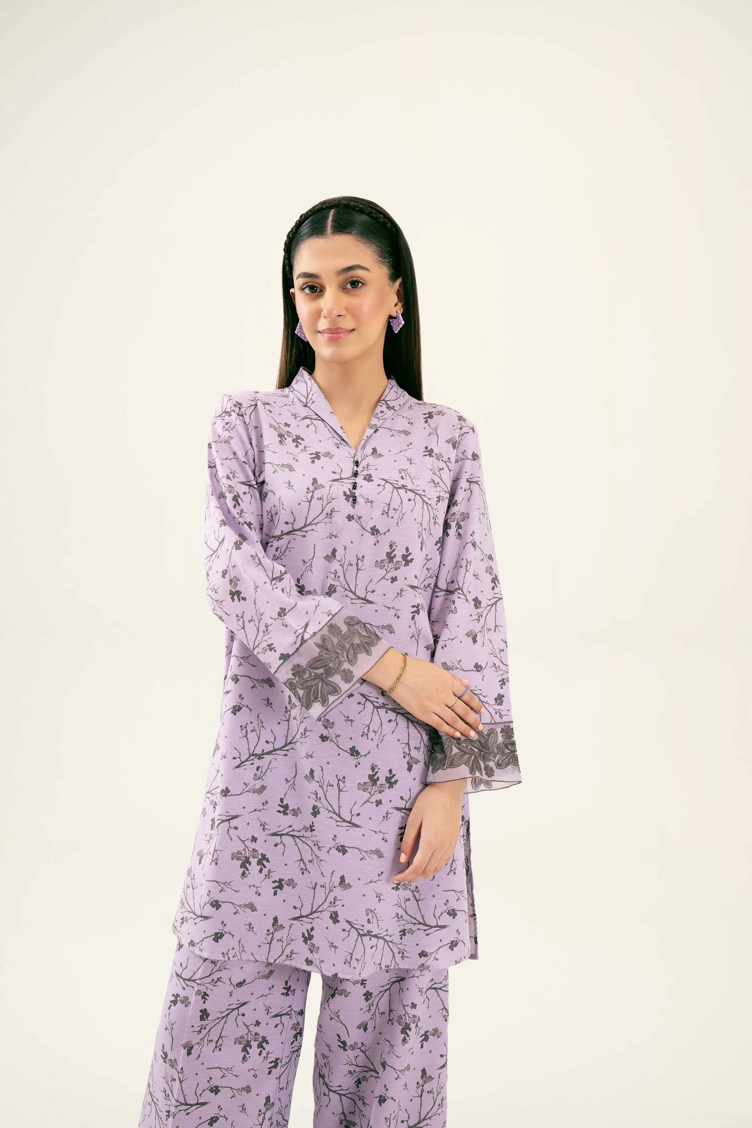 2 Piece - Printed Embroidered Suit - PW24-287