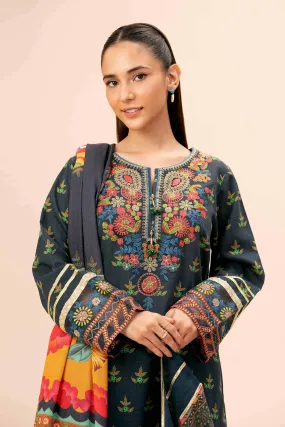 3 Piece - Printed Embroidered Suit - 42404203