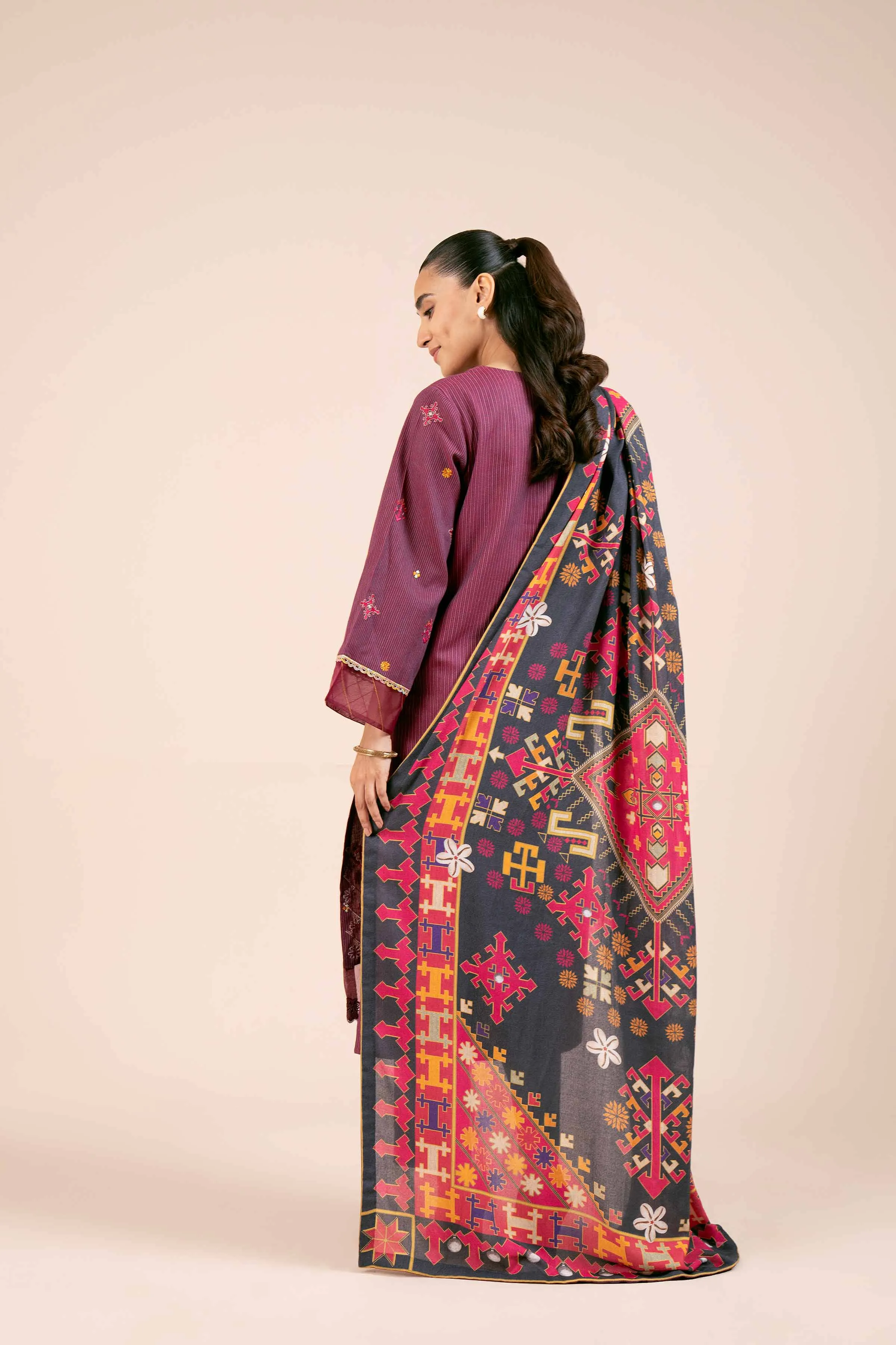 3 Piece - Yarn Dyed Embroidered Suit - 42404336