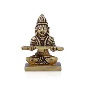 Annapoorani Idol - 3 x 2 Inches | Antique Brass Idol/ Annapurni Statue for Pooja/ 220 Gms Approx