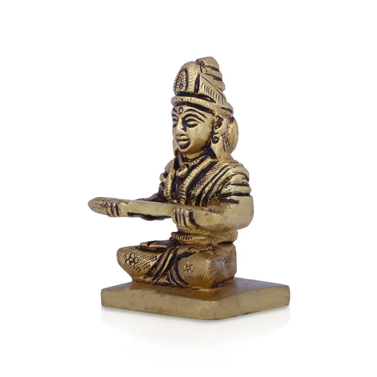 Annapoorani Idol - 3 x 2 Inches | Antique Brass Idol/ Annapurni Statue for Pooja/ 220 Gms Approx