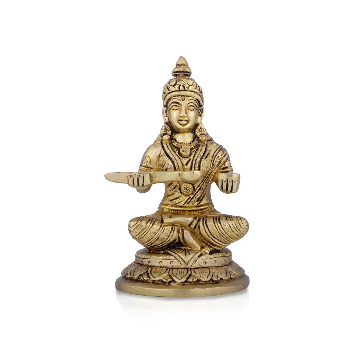 Annapoorani Statue - 5.5 x 3 Inches | Antique Brass Idol/ Annapoorneshwari Statue for Pooja/ 1.200 Kgs Approx