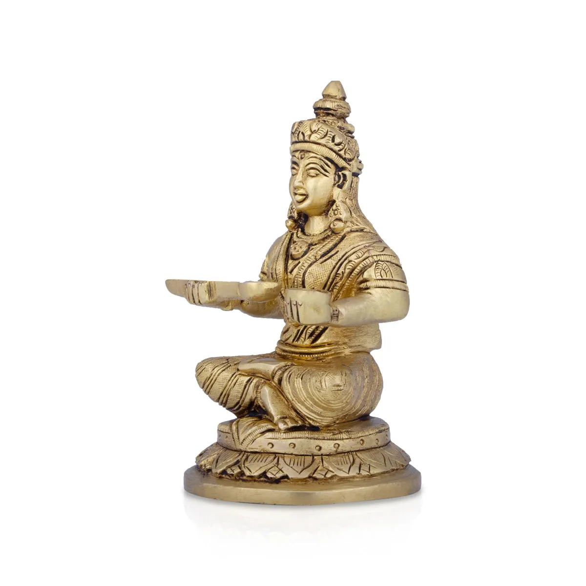 Annapoorani Statue - 5.5 x 3 Inches | Antique Brass Idol/ Annapoorneshwari Statue for Pooja/ 1.200 Kgs Approx