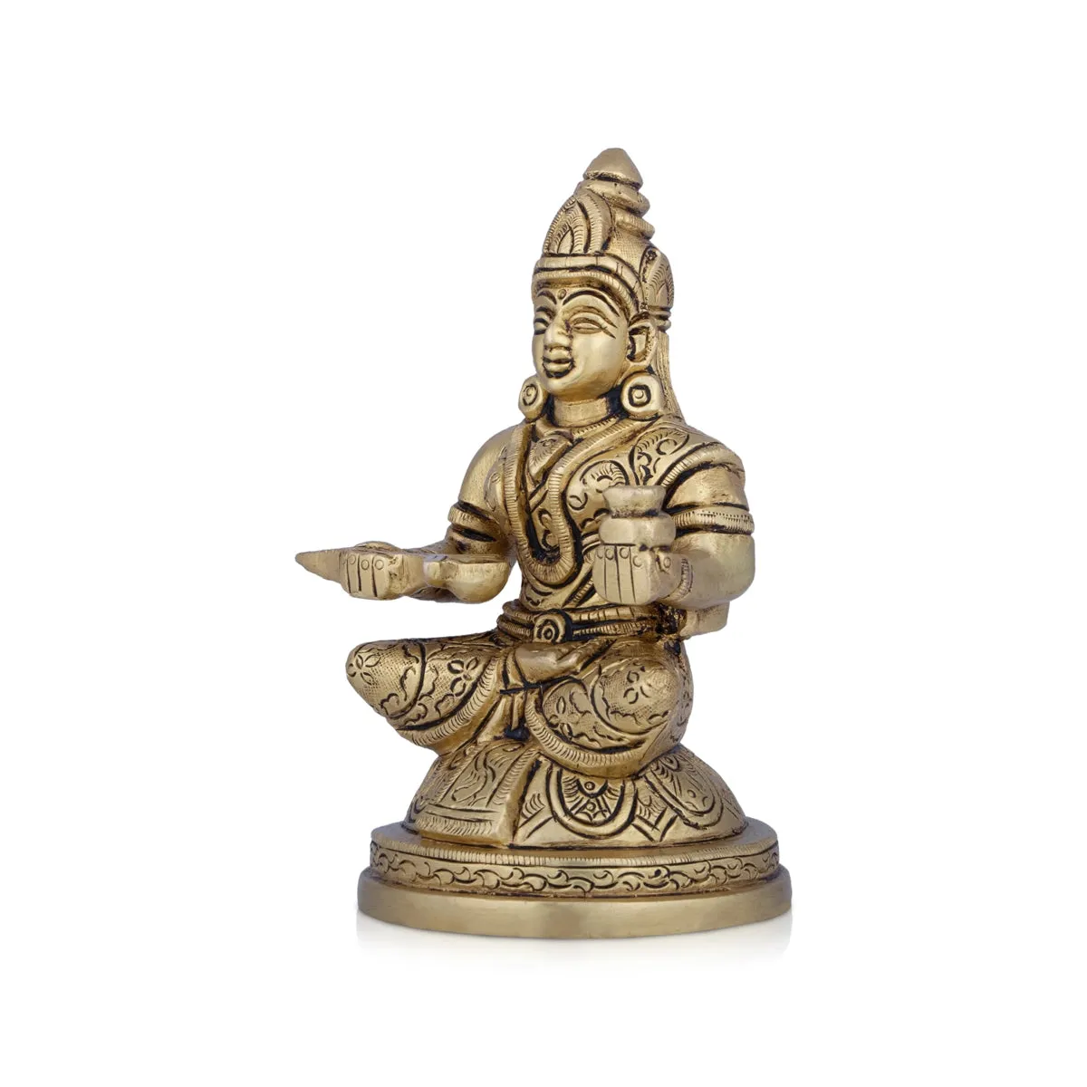 Annapoorani Statue - 6 x 3.5 Inches | Antique Brass Idol/ Annapoorani Idol for Pooja/ 1.420 Kgs Approx