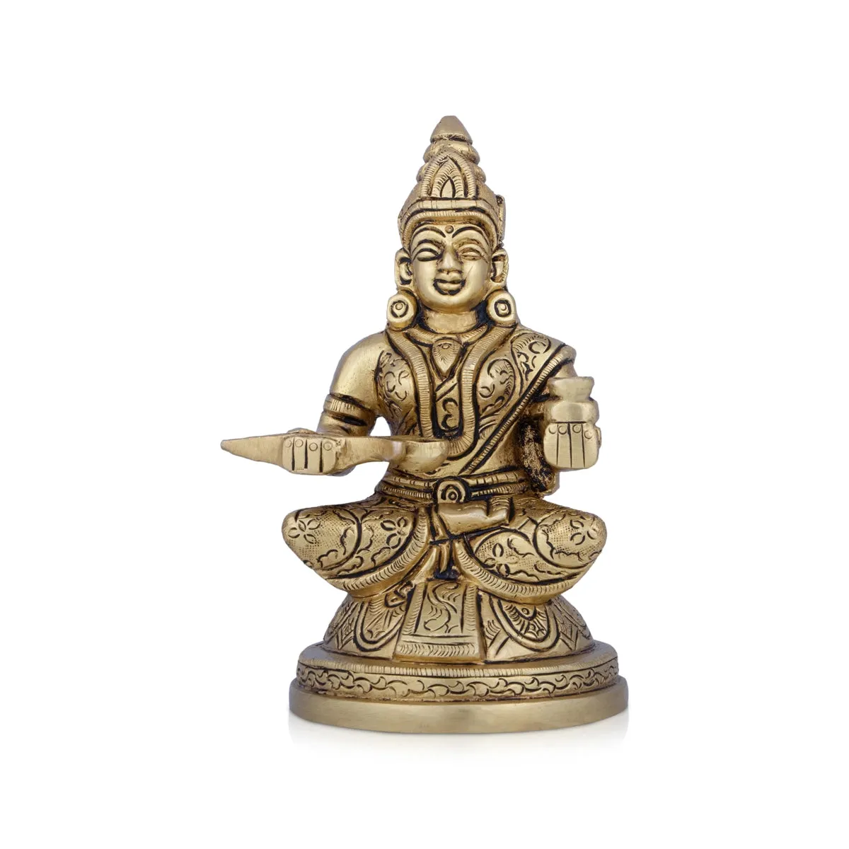 Annapoorani Statue - 6 x 3.5 Inches | Antique Brass Idol/ Annapoorani Idol for Pooja/ 1.420 Kgs Approx