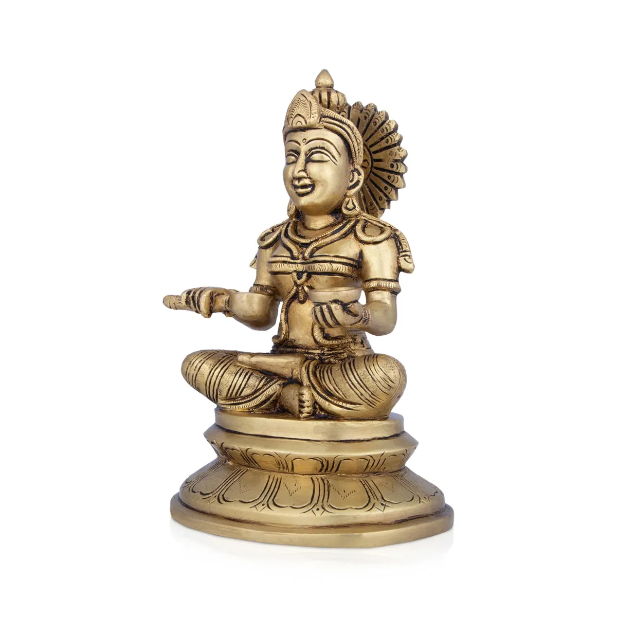 Annapoorani Statue - 8 x 5 Inches | Antique Brass Idol/ Annapoorneshwari Statue for Pooja/ 2.200 Kgs Approx