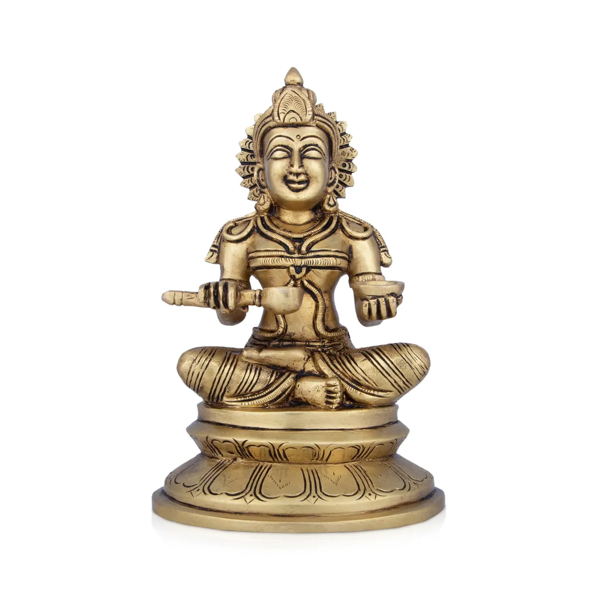 Annapoorani Statue - 8 x 5 Inches | Antique Brass Idol/ Annapoorneshwari Statue for Pooja/ 2.200 Kgs Approx