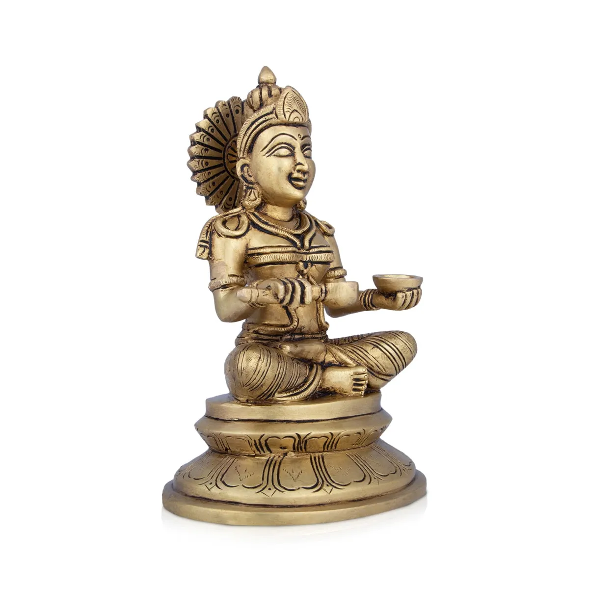 Annapoorani Statue - 8 x 5 Inches | Antique Brass Idol/ Annapoorneshwari Statue for Pooja/ 2.200 Kgs Approx