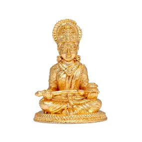 Annapoorani Statue - Gold Polish - 2.5 x 1.5 Inch | Copper Idol/ Annapuran Devi Murti/ Annapurna Murti for Pooja