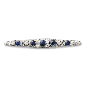 Antique Sapphire and Diamond Bar Pin