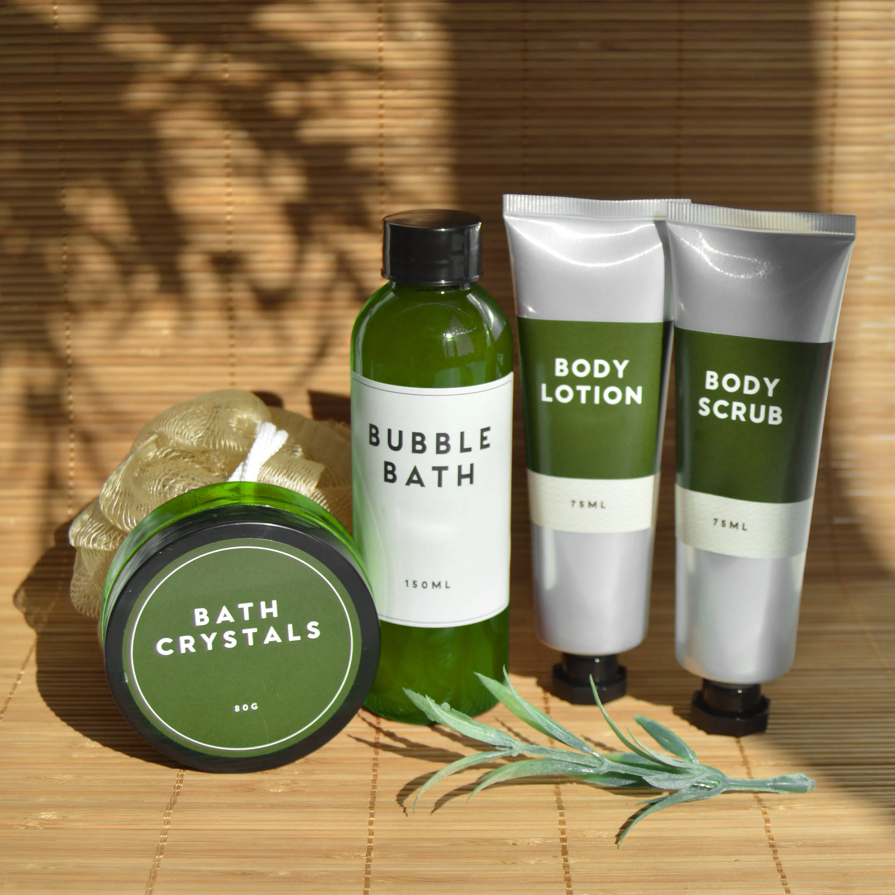 Bath Set of 5 - Bath Crystals, Bubble Bath, Body Lotion, Body Scrub & Exfoliator