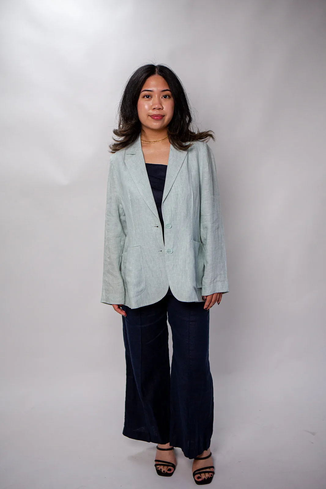 Bleu 100% Linen Oversized Blazer