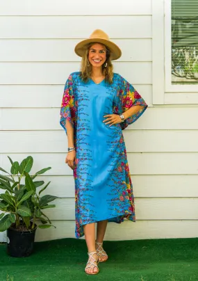 Blue Floral Boho Kaftan