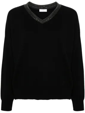 CASHMERE SWEATER WITH PRECIOUS RIBBED NECKLINE