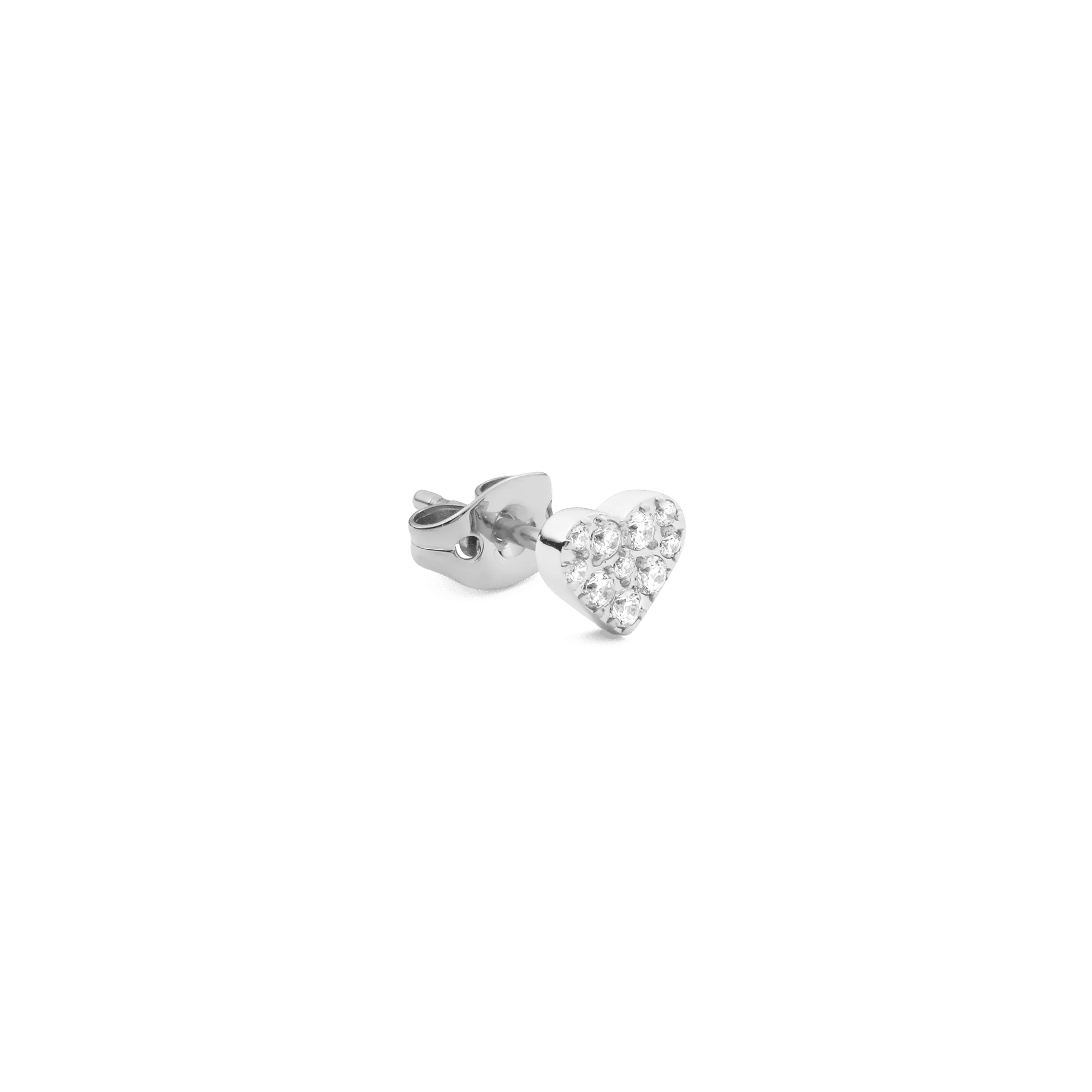 Crystal Heart Stud Silver