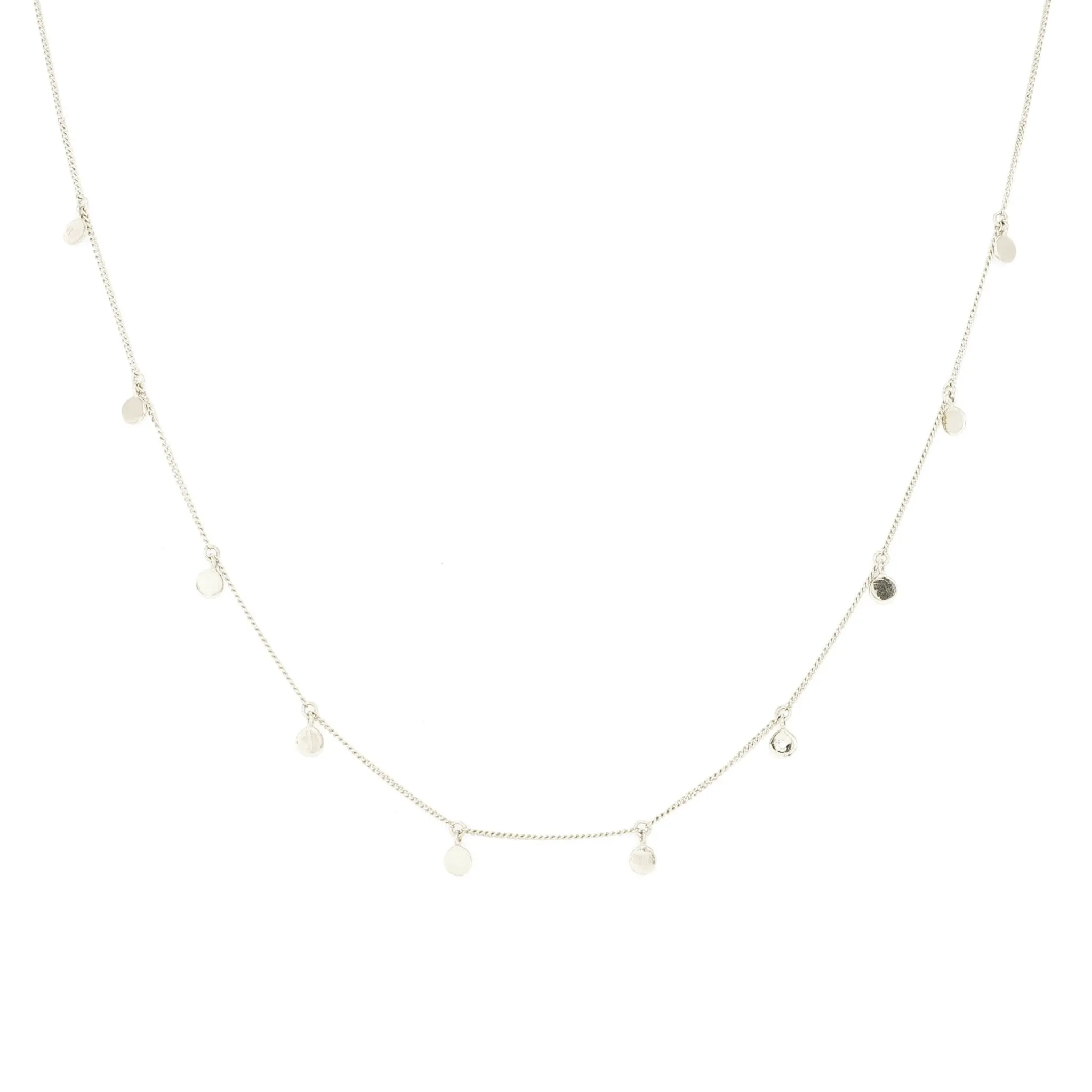 DAINTY POISE DISK NECKLACE - CUBIC ZIRCONIA & SILVER