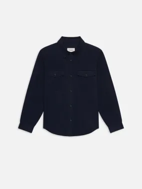 Double Pocket Wool Blend Shirt -- Dark Navy