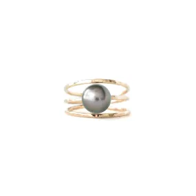 'Ekolu Three Band Ring with Pearl