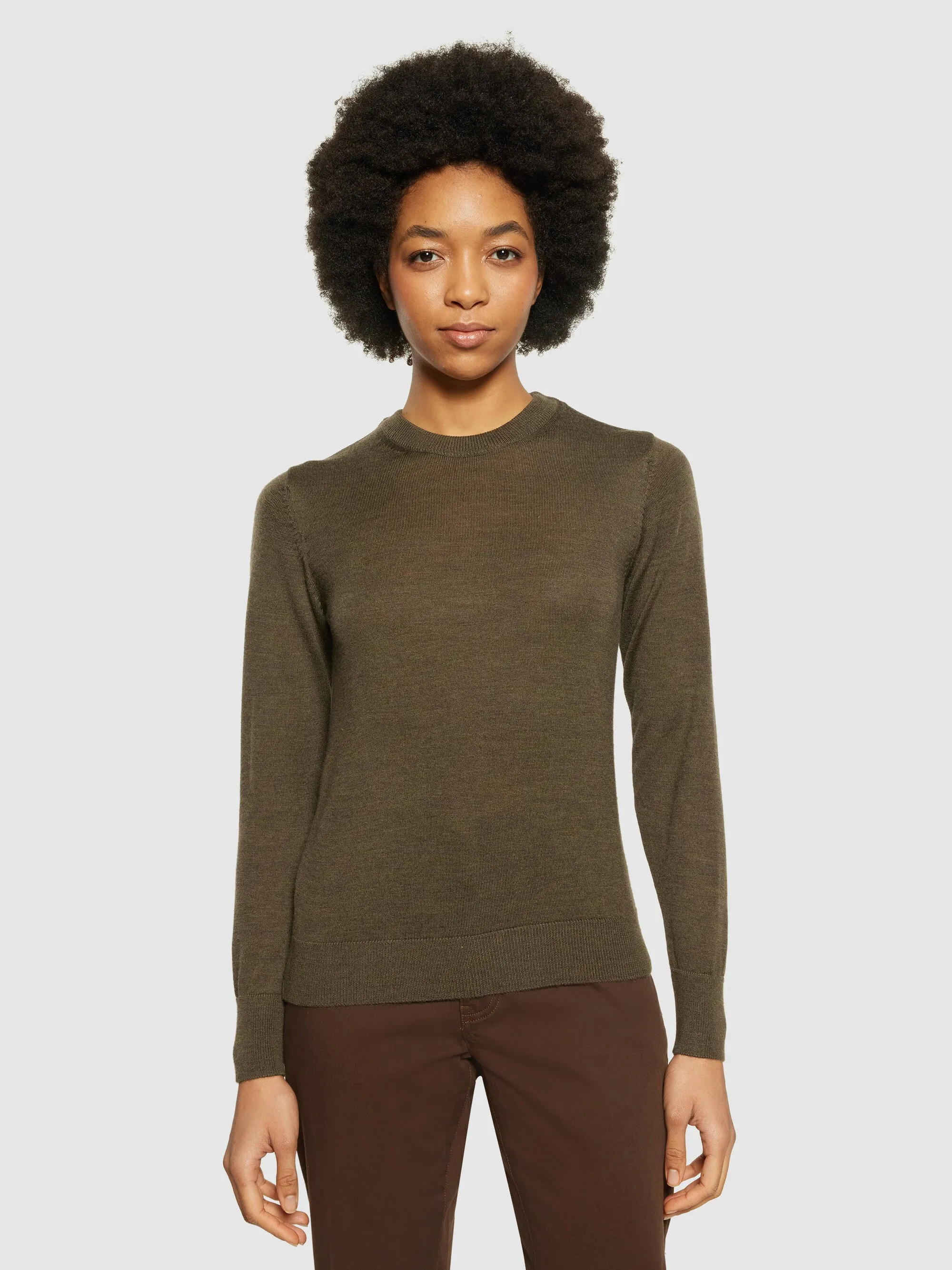 Fine merino crew neck - RWS - Dark Olive