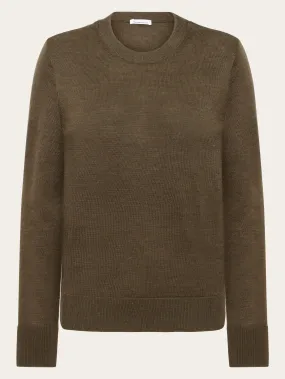 Fine merino crew neck - RWS - Dark Olive