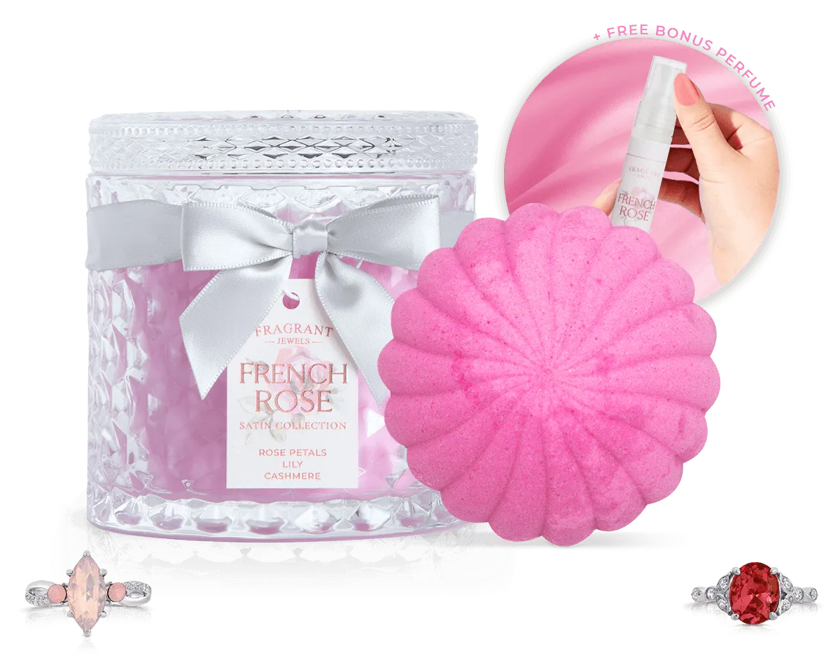 French Rose - Satin Collection - Candle and Bath Bomb Set