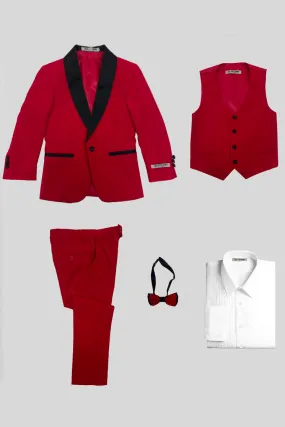 Hampton Stacy Adams Kids Red Tuxedo (5-Piece Set)