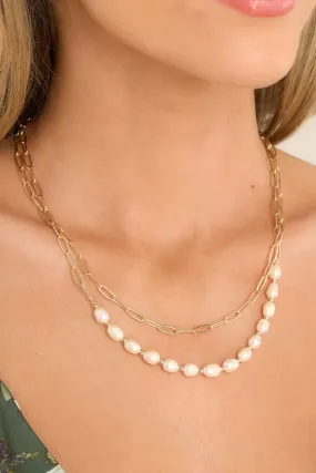 Harmonious Gleam Gold & Pearl Layered Necklace