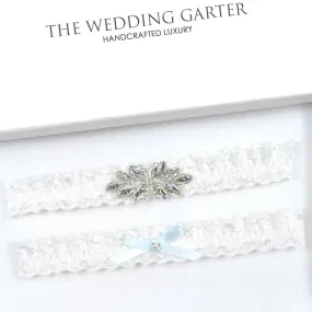 Ivory Lace & Rhinestone Bridal Garter Set