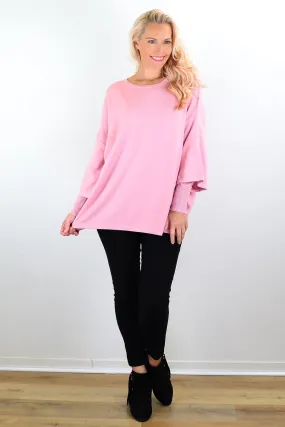 Lush Pink Debs Double Sleeve Tunic Jumper