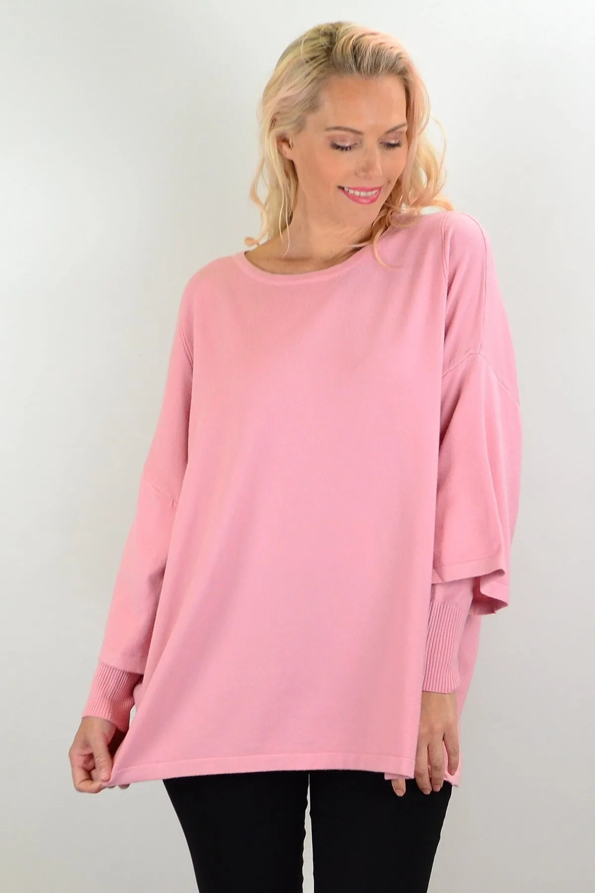 Lush Pink Debs Double Sleeve Tunic Jumper