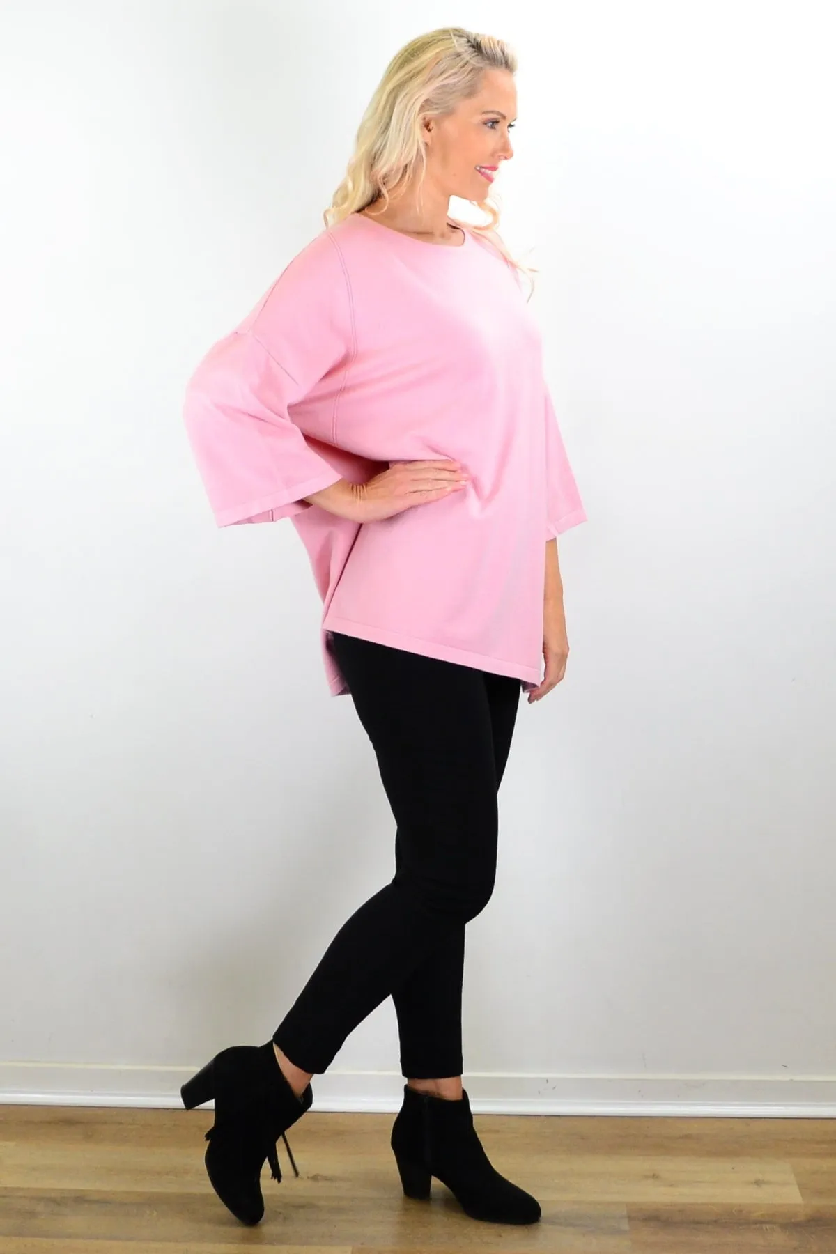 Lush Pink Debs Double Sleeve Tunic Jumper