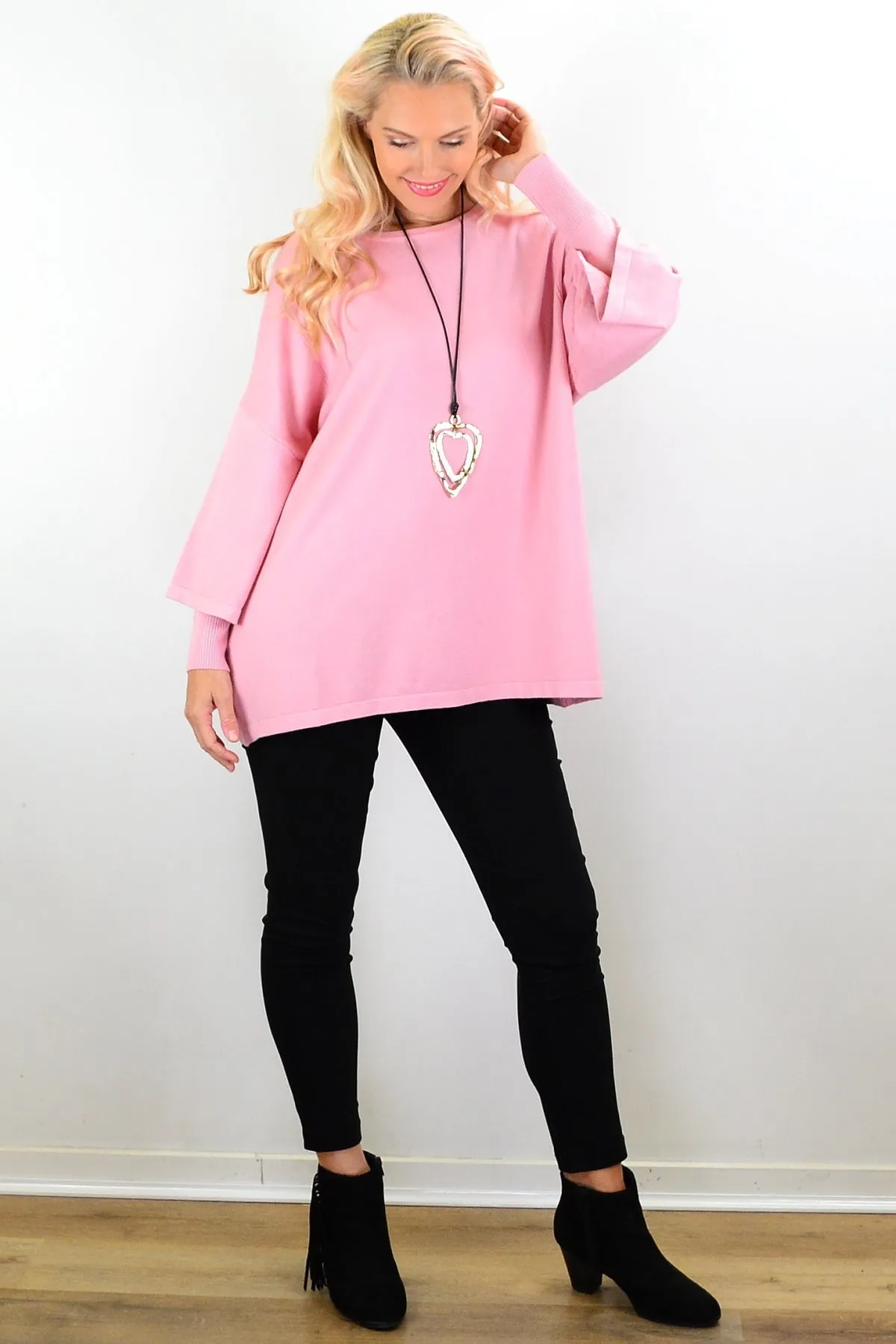 Lush Pink Debs Double Sleeve Tunic Jumper