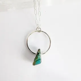 Mini Opal Triangle Hoop Necklace in Sterling Silver