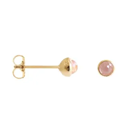 TINY PROTECT STUD EARRINGS - PINK QUARTZ & GOLD