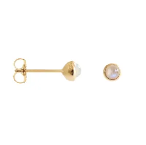 TINY PROTECT STUD EARRINGS - RAINBOW MOONSTONE & GOLD