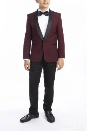 Trent Perry Ellis Kids Burgundy 5-Piece Tuxedo